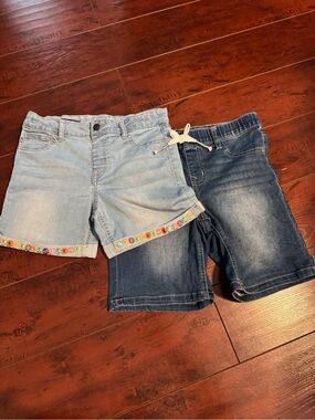 Girls Light Blue and Dark Blue Denim Shorts